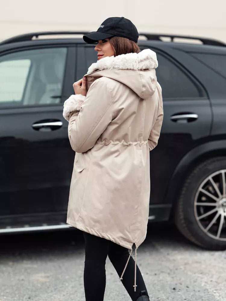 Women's brown jacket with light fur Arctic