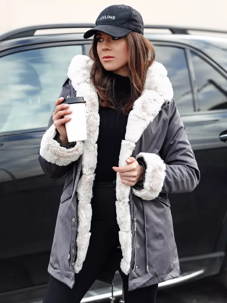 Women's gray jacket with light fur Arctic