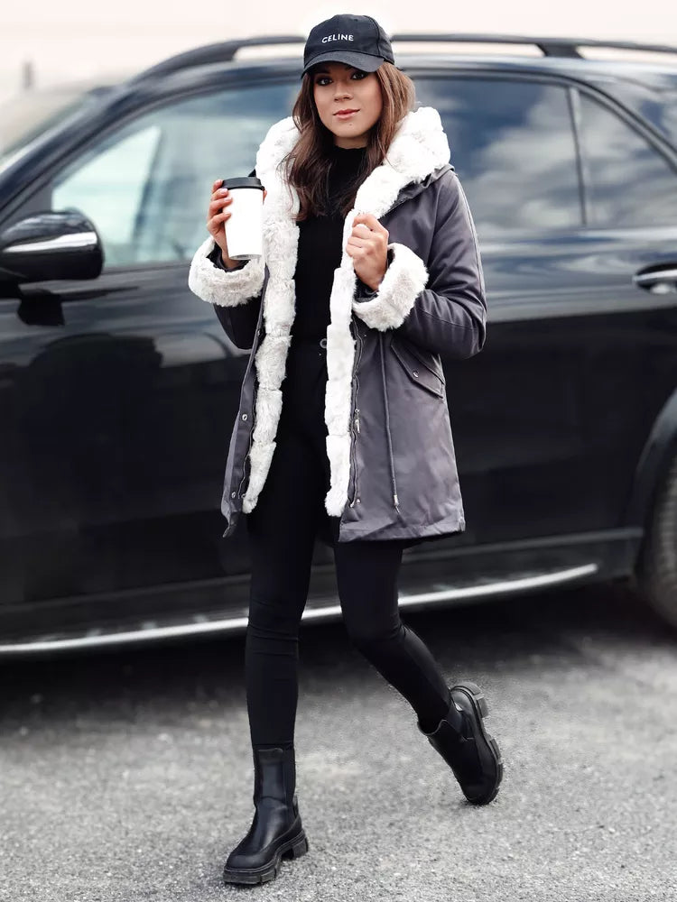 Women's gray jacket with light fur Arctic