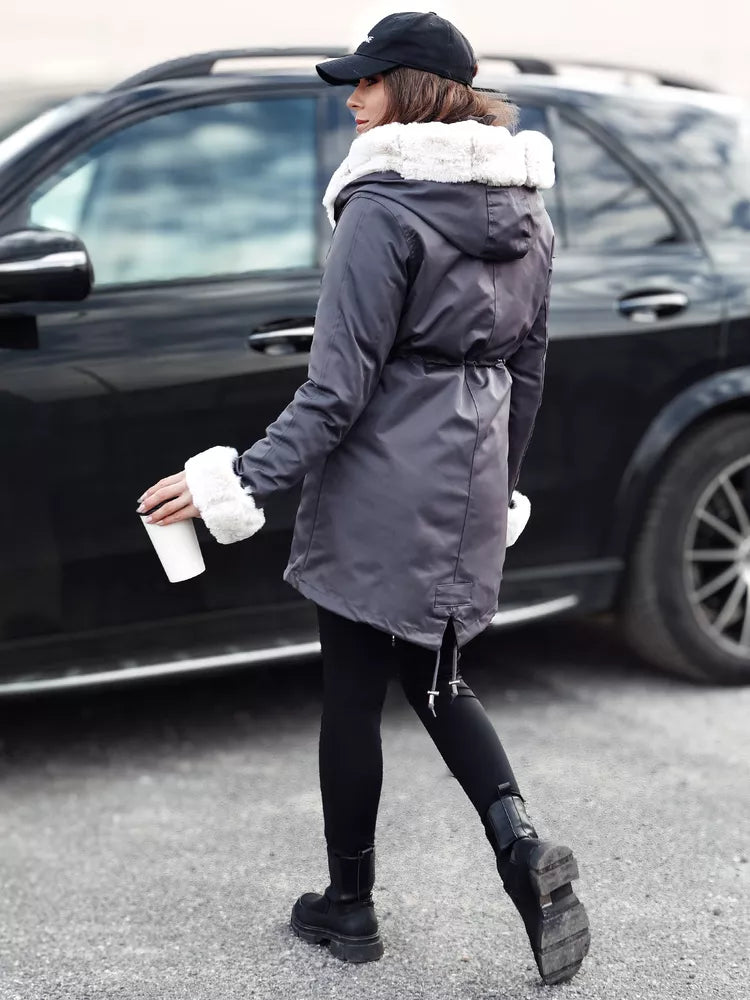 Women's gray jacket with light fur Arctic