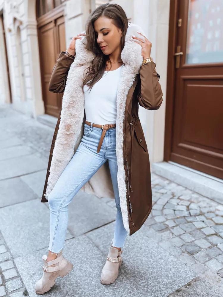 Brown long women's jacket Harpe