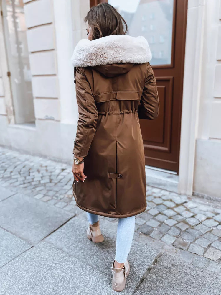 Brown long women's jacket Harpe