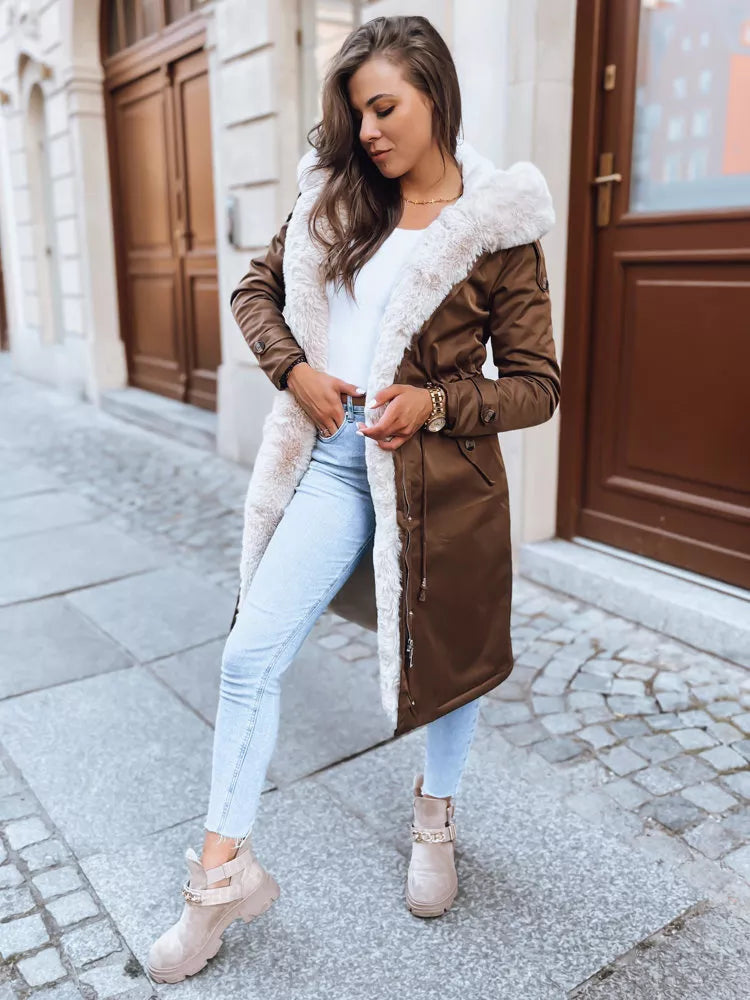 Brown long women's jacket Harpe