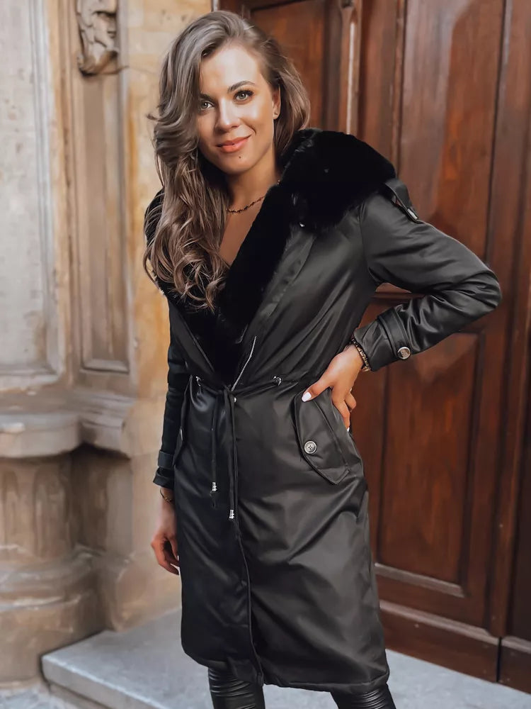 Black long women's jacket Harpe