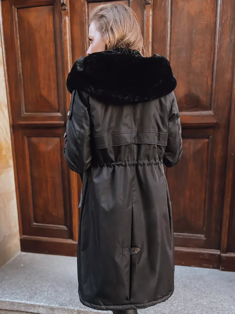 Black long women's jacket Harpe