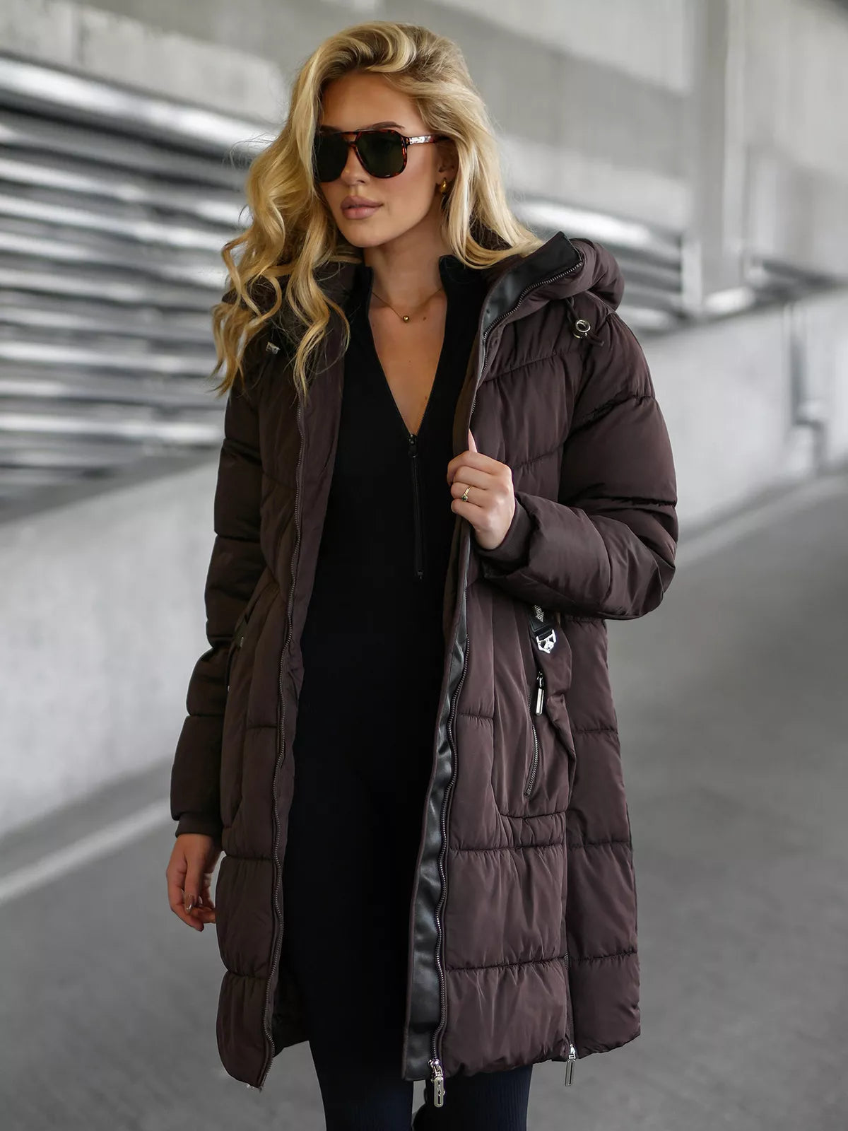 Women's dark brown winter jacket Flint