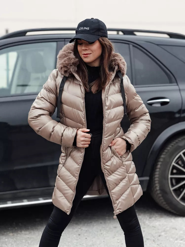 Women's brown quilted jacket Crystal