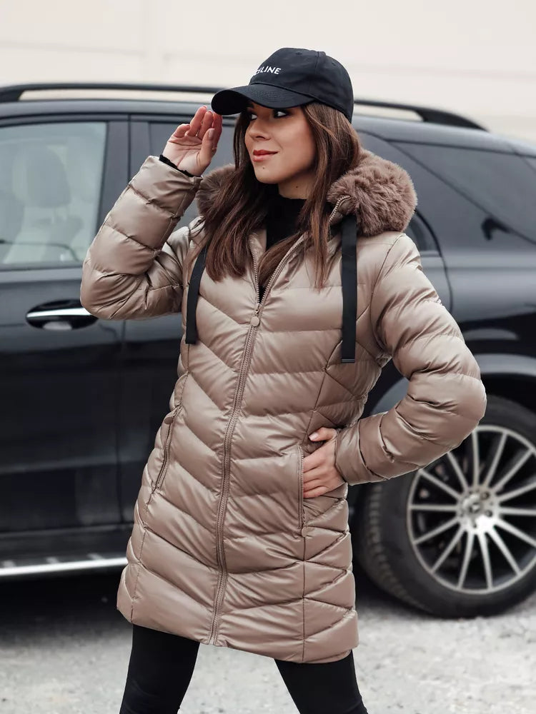 Women's brown quilted jacket Crystal