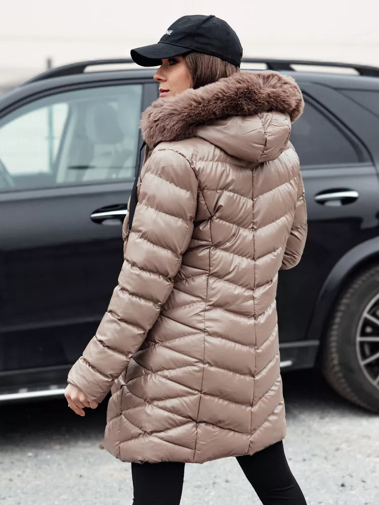 Women's brown quilted jacket Crystal