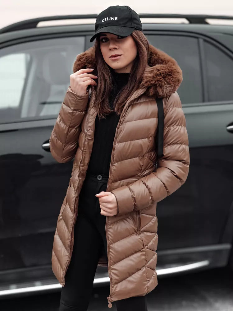 Women's brown quilted jacket Crystal