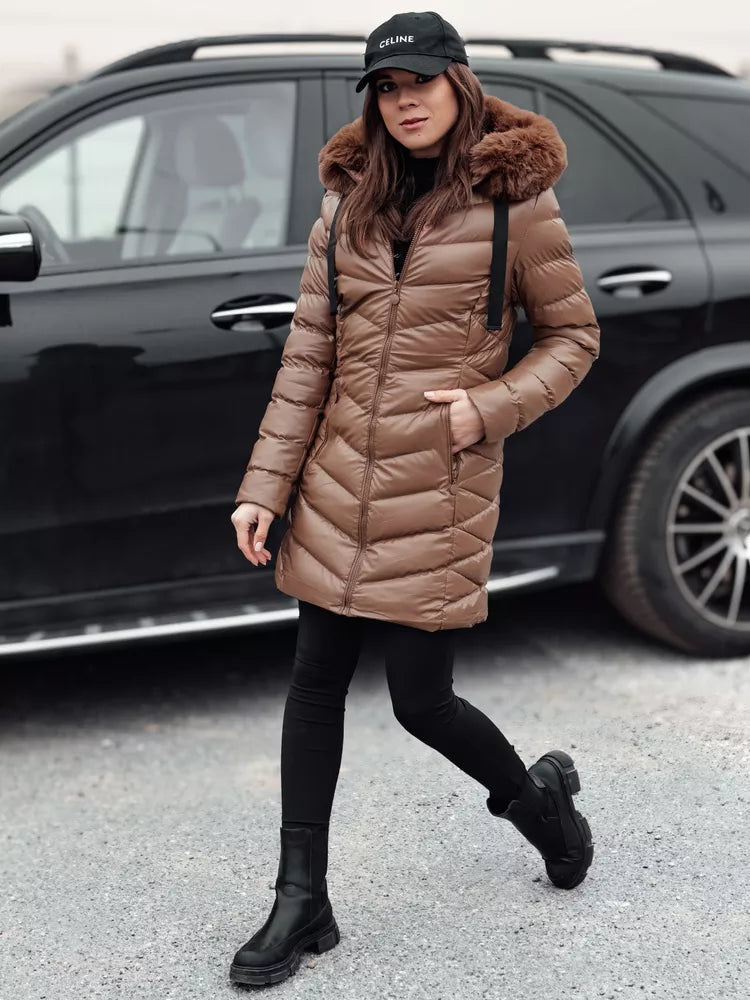 Women's brown quilted jacket Crystal