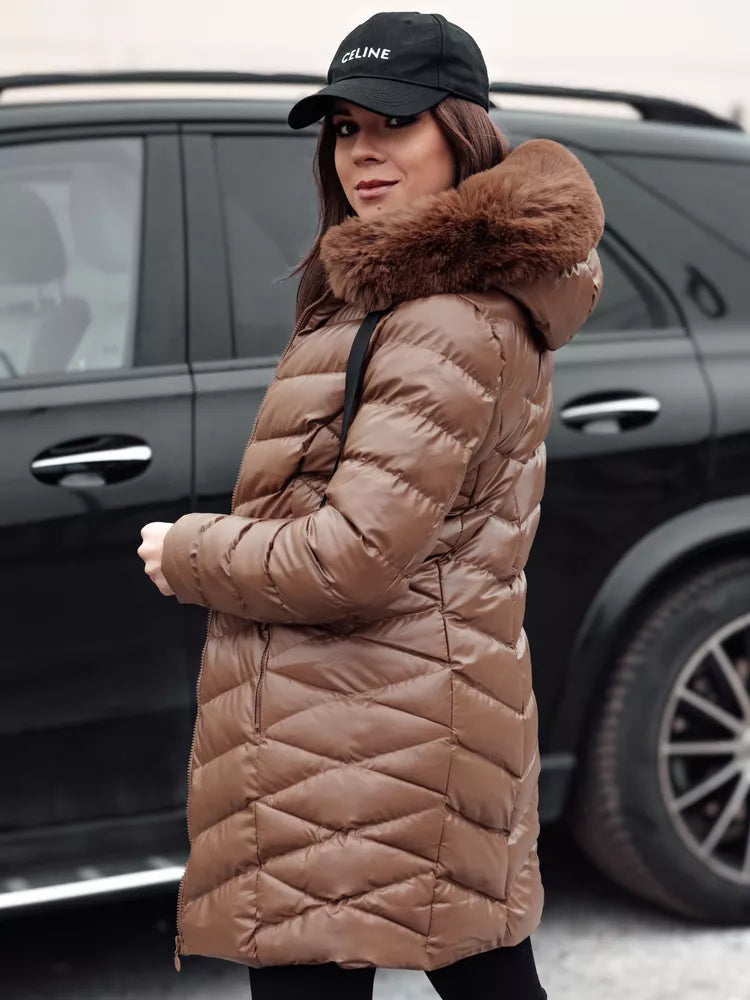 Women's brown quilted jacket Crystal