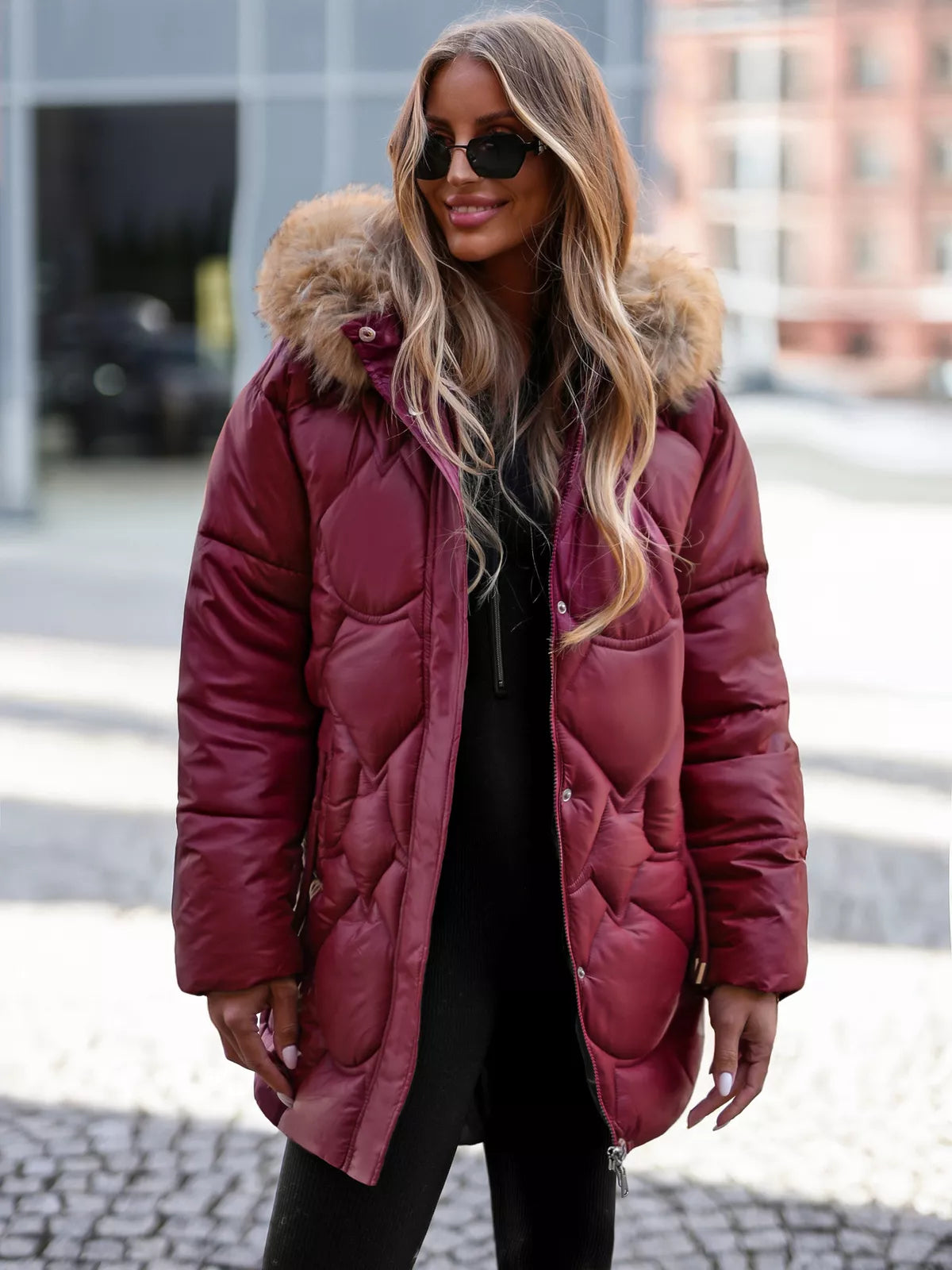 Women's burgundy winter jacket Verni