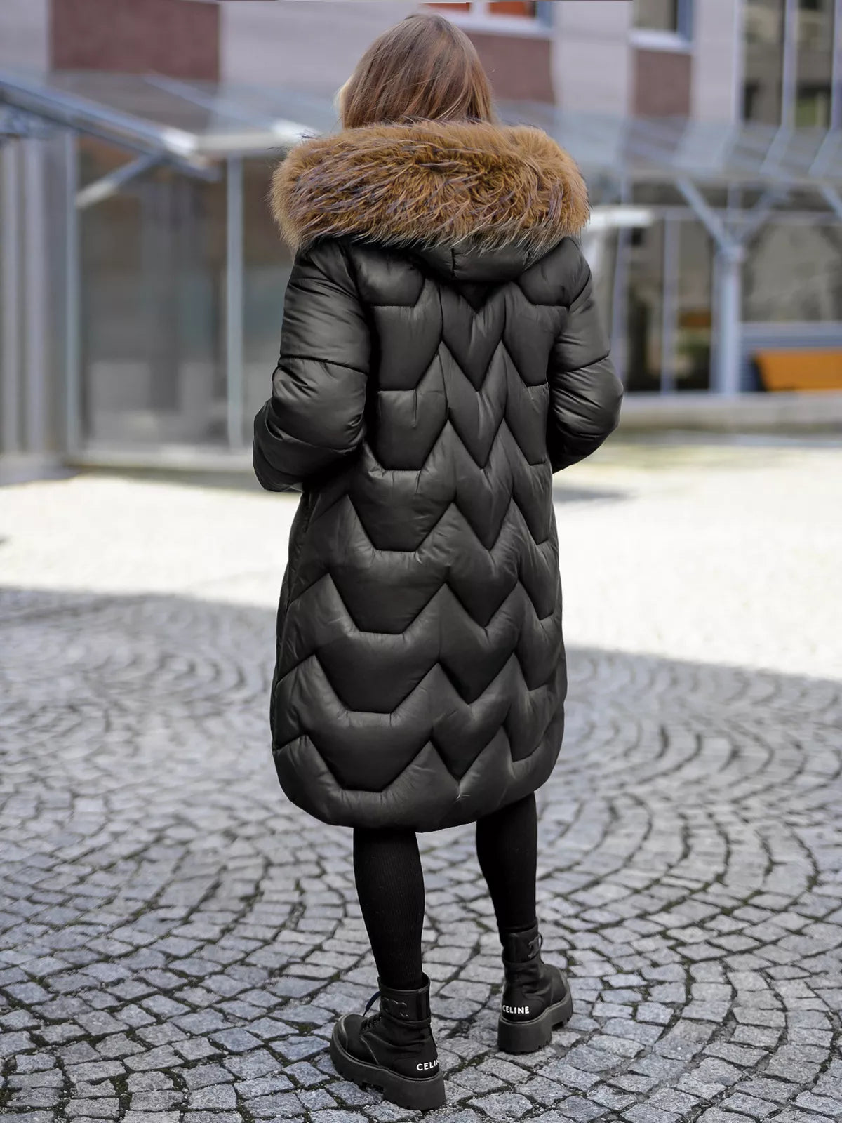 Winter long women's black jacket Klein