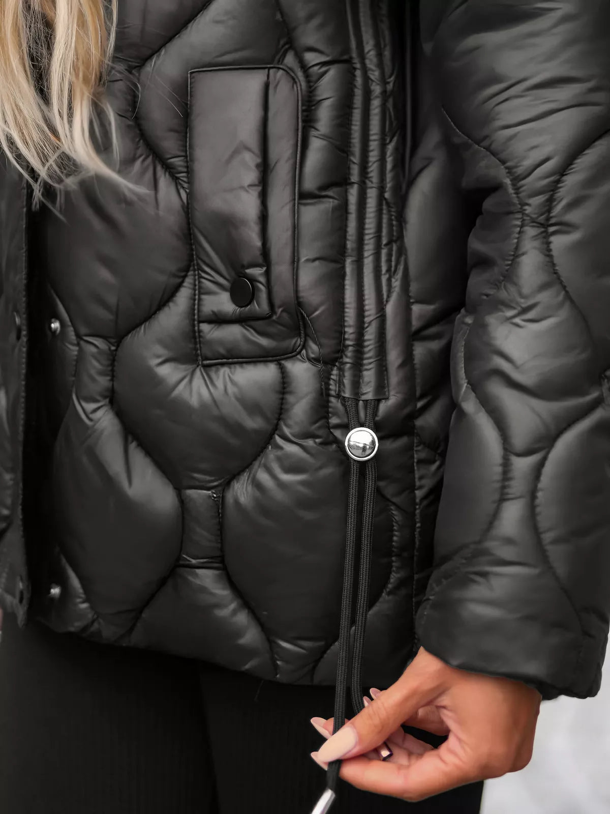 Women's black jacket with brown fur Mona