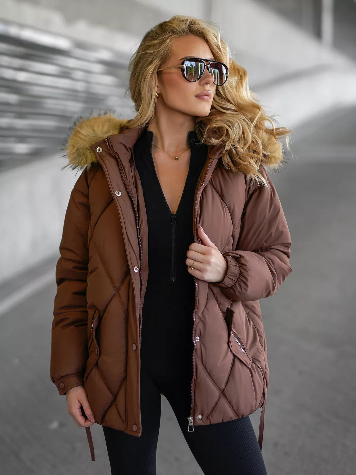 Women's brown winter jacket Bistro