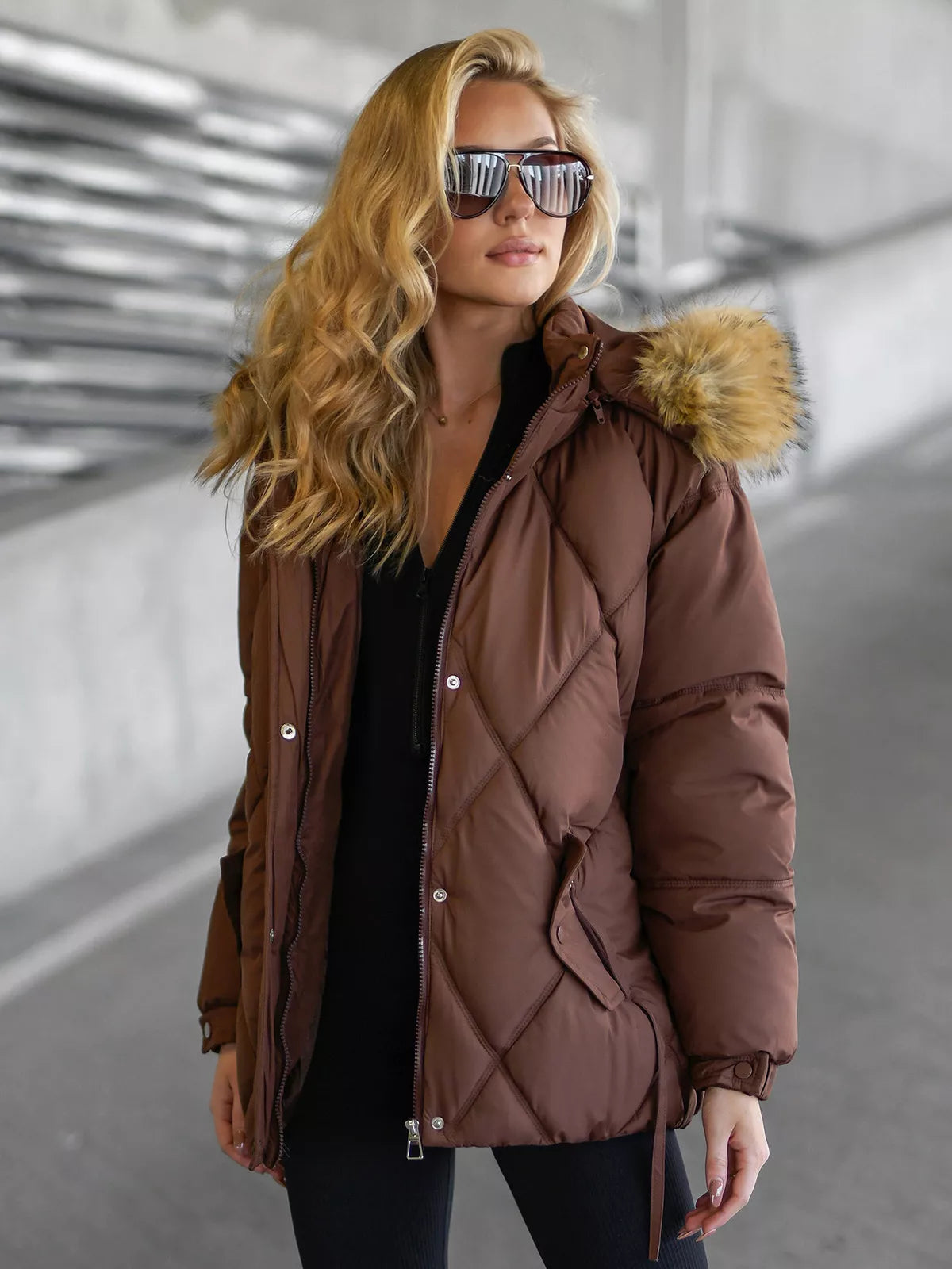 Women's brown winter jacket Bistro