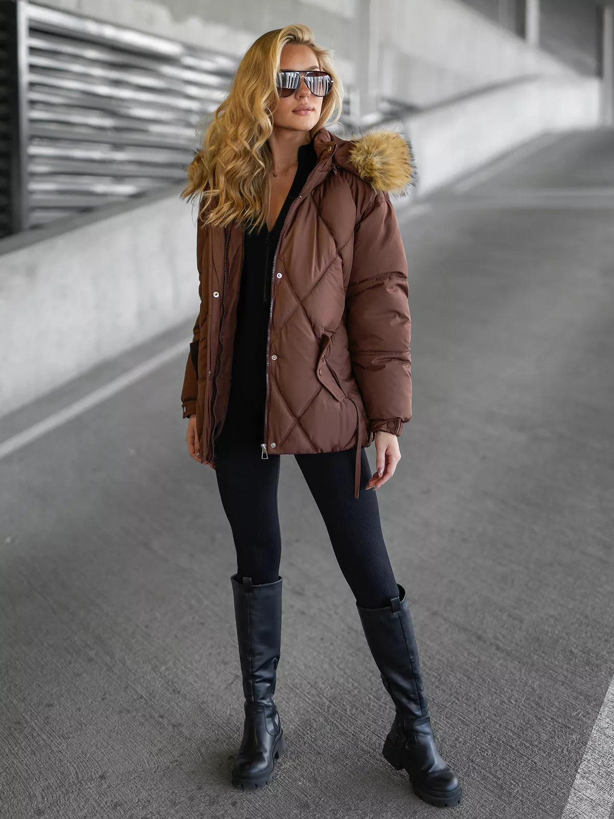Women's brown winter jacket Bistro