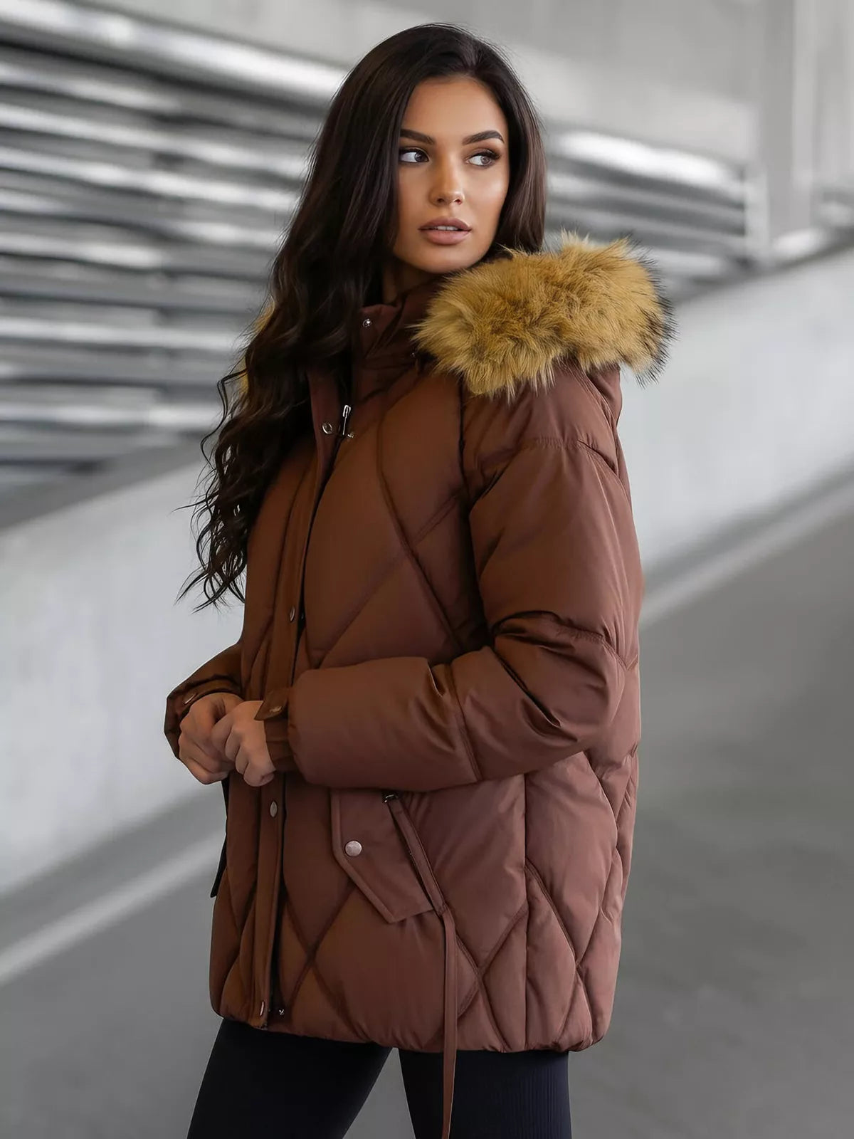 Women's brown winter jacket Bistro