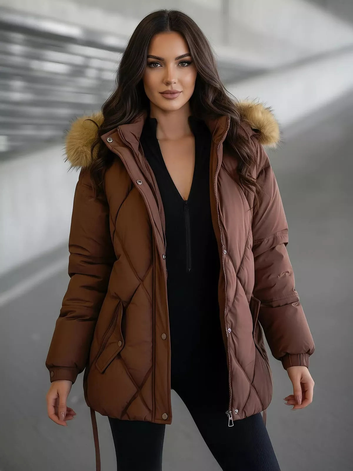 Women's brown winter jacket Bistro