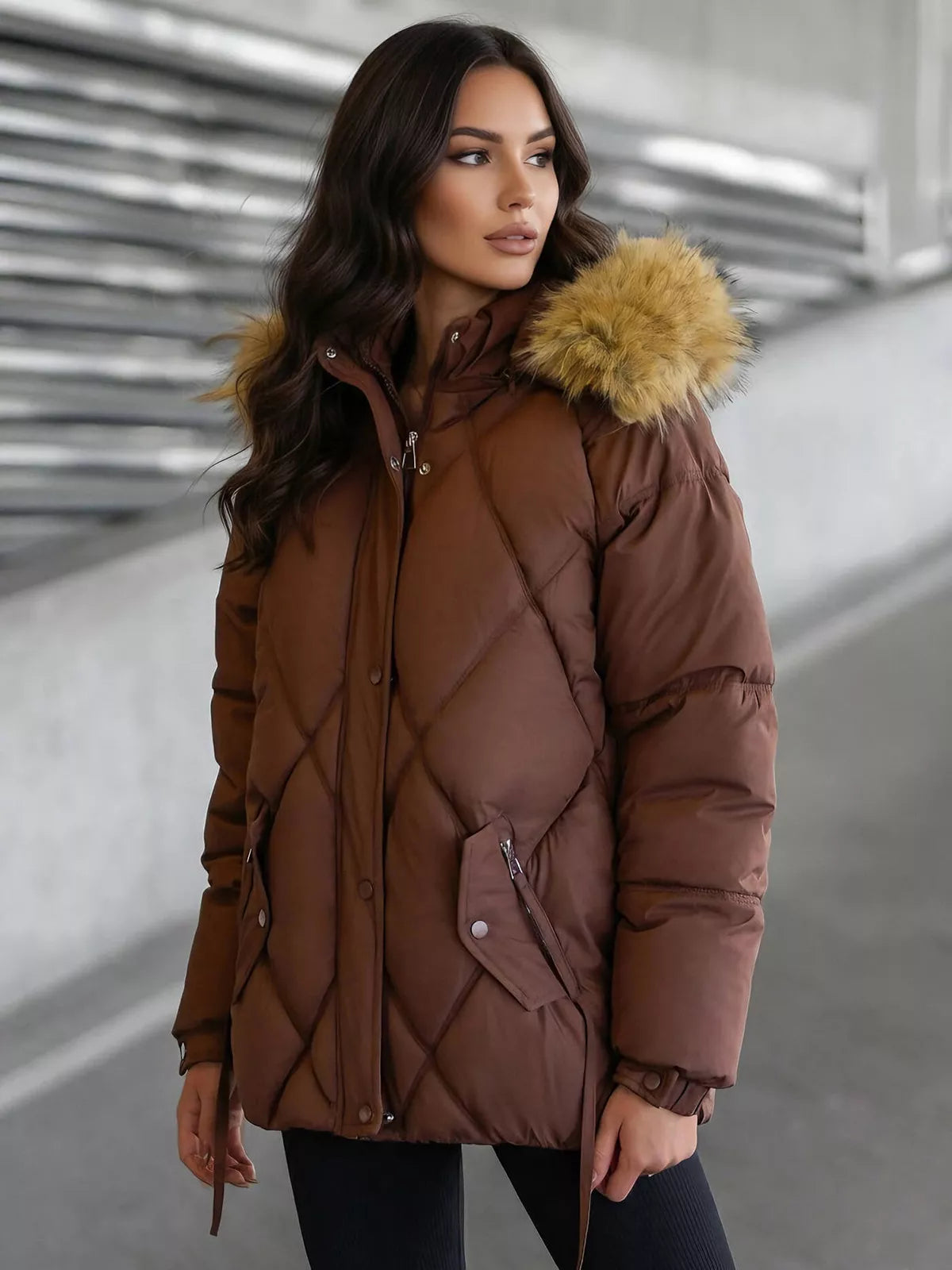 Women's brown winter jacket Bistro