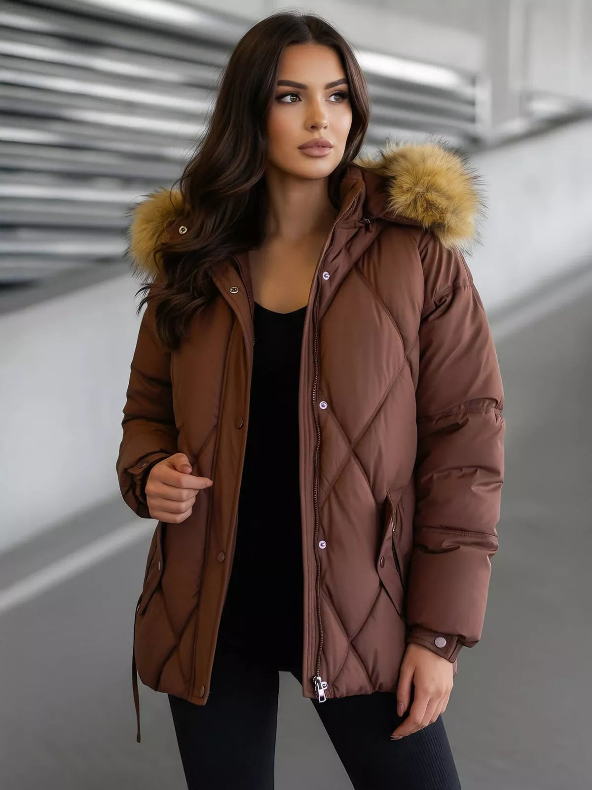 Women's brown winter jacket Bistro