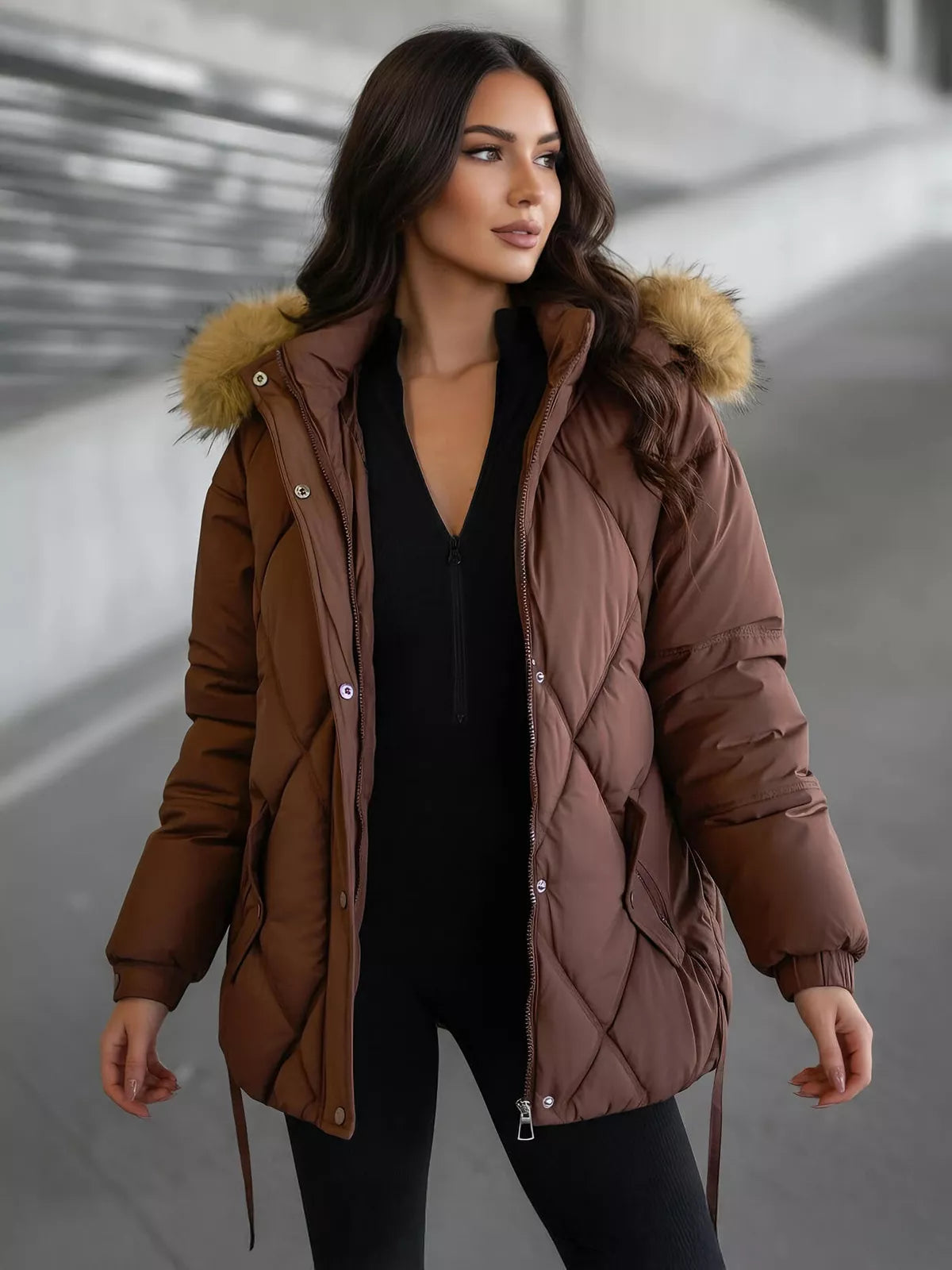 Women's brown winter jacket Bistro