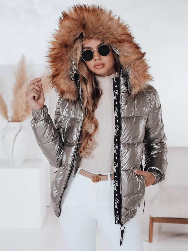 Women's shiny gray jacket Melani