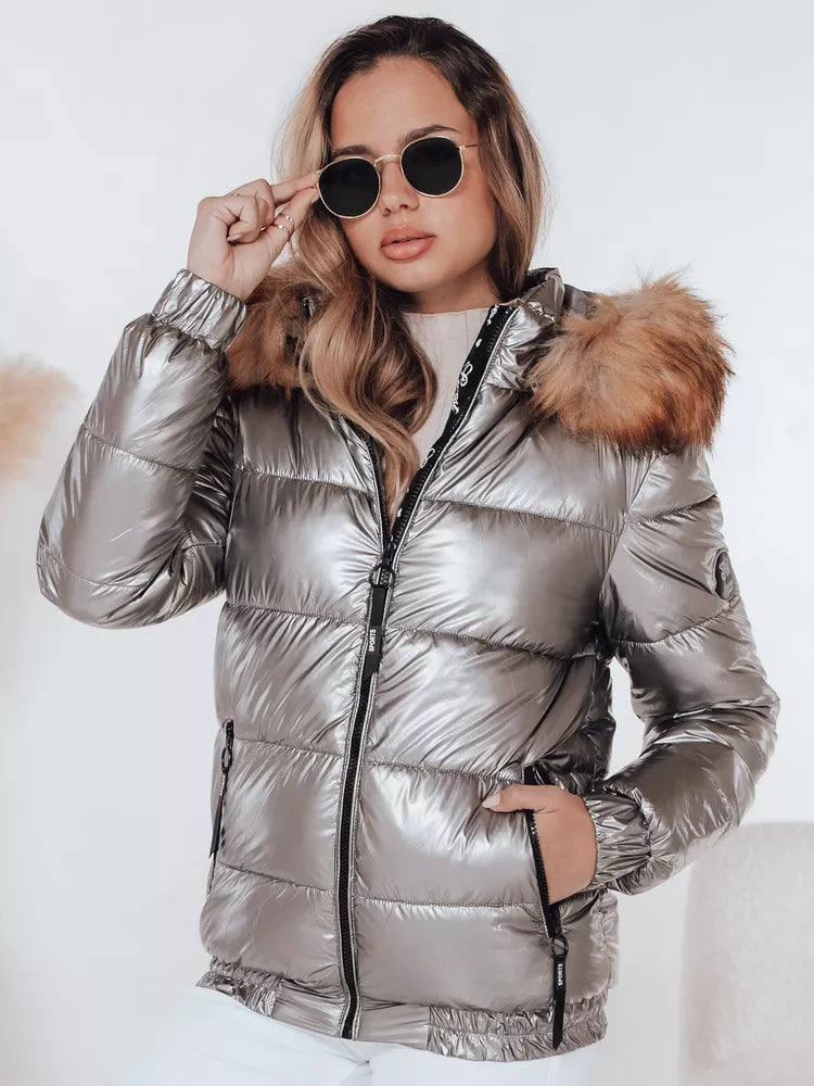 Women's shiny gray jacket Melani