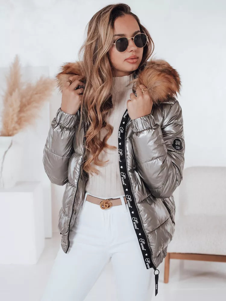 Women's shiny gray jacket Melani