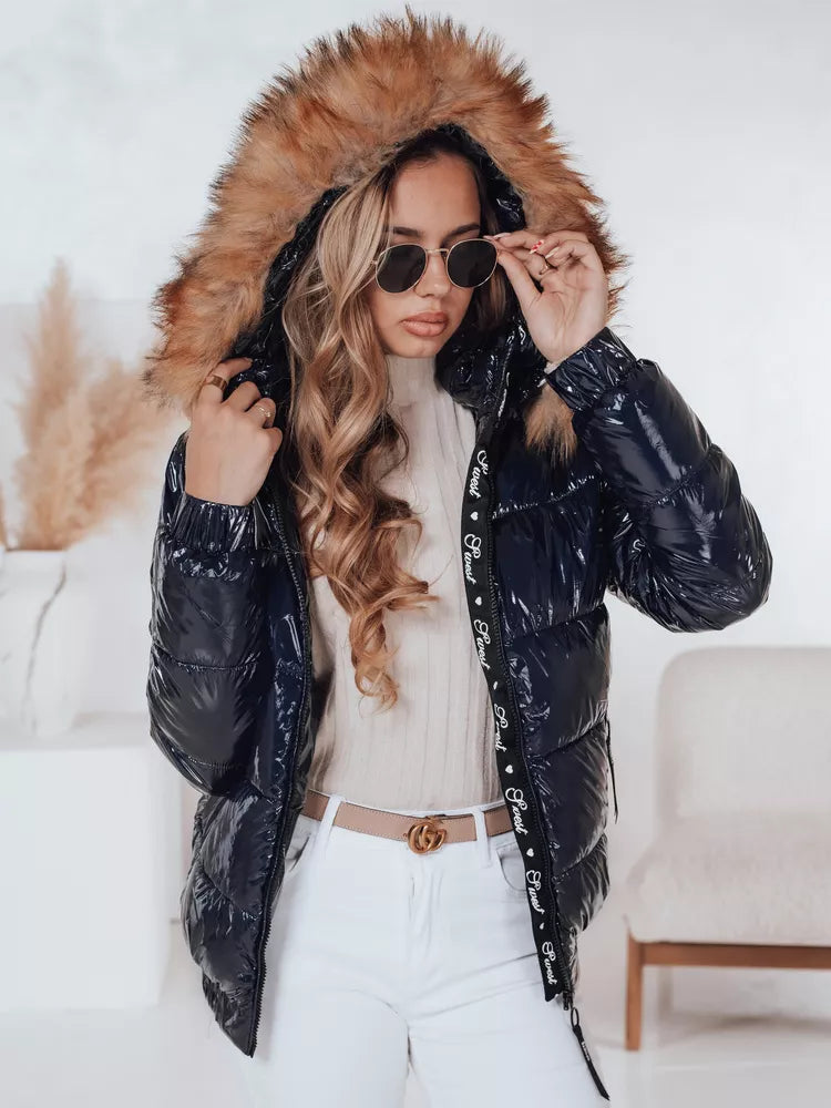 Women's shiny navy blue jacket Melani