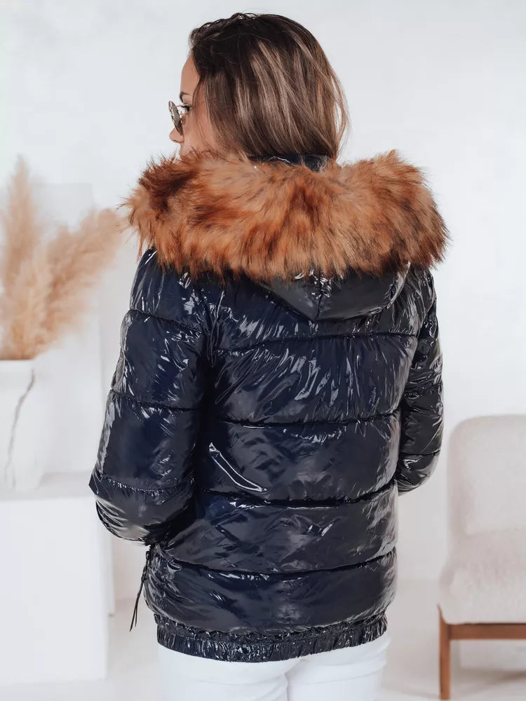 Women's shiny navy blue jacket Melani