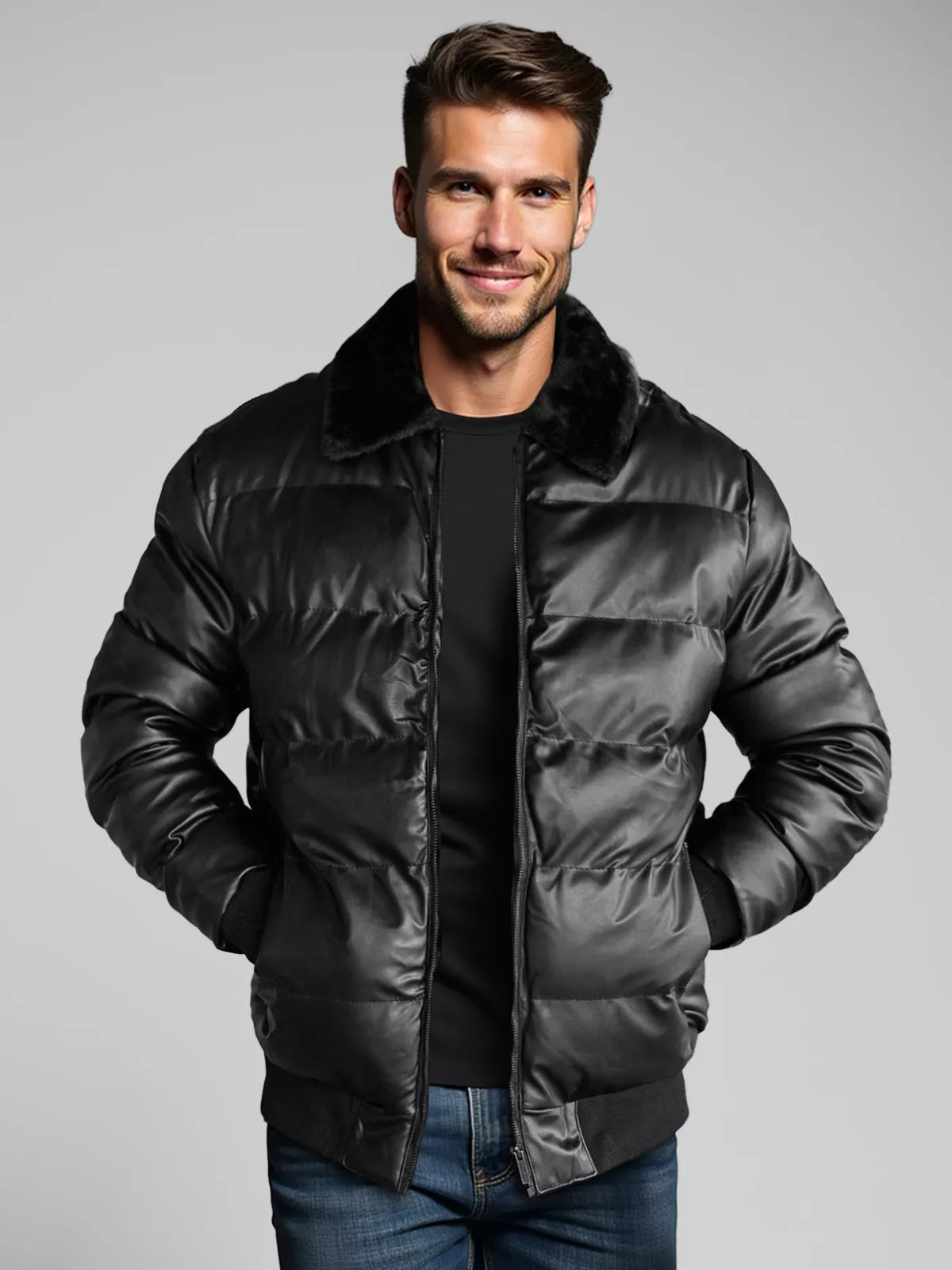 Winter black men's jacket Dorian
