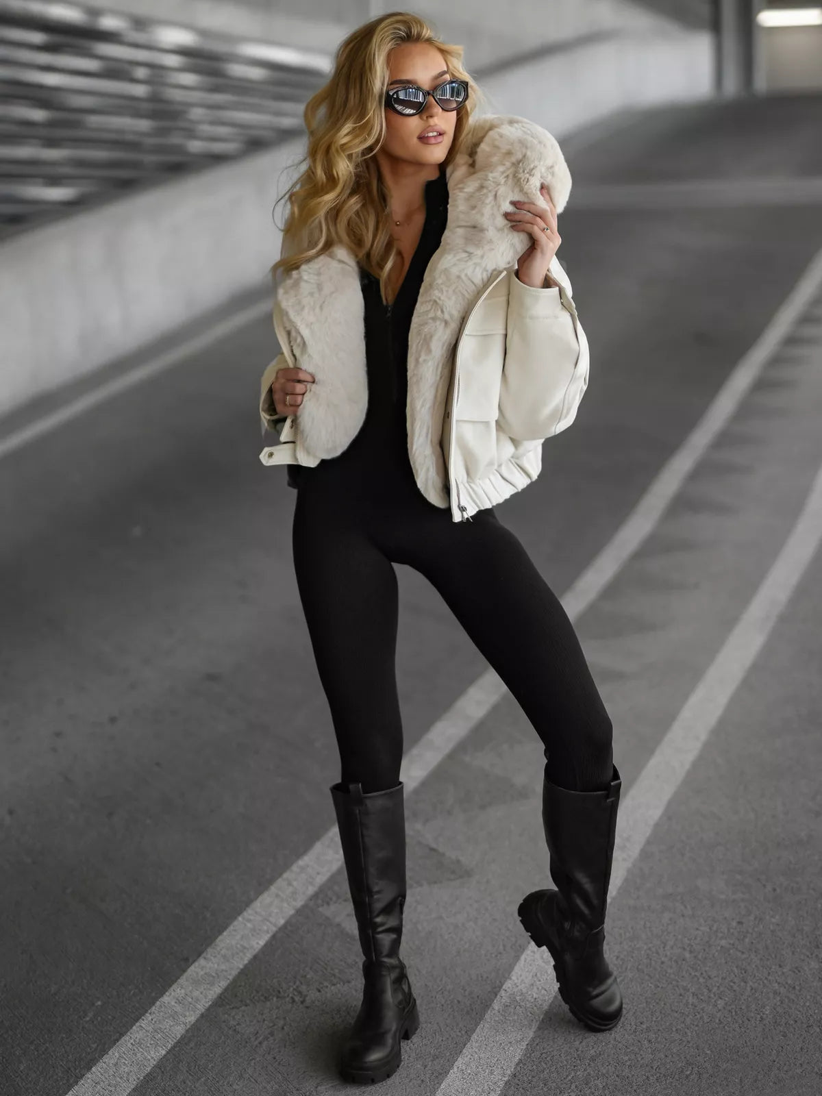 Women's brown leather jacket Tiara