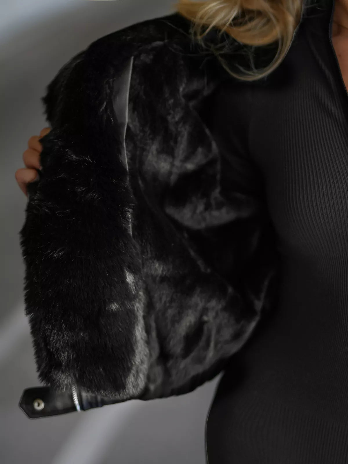 Women's black leather jacket Tiara