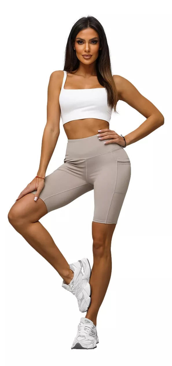 Women's biker style brown shorts Neli