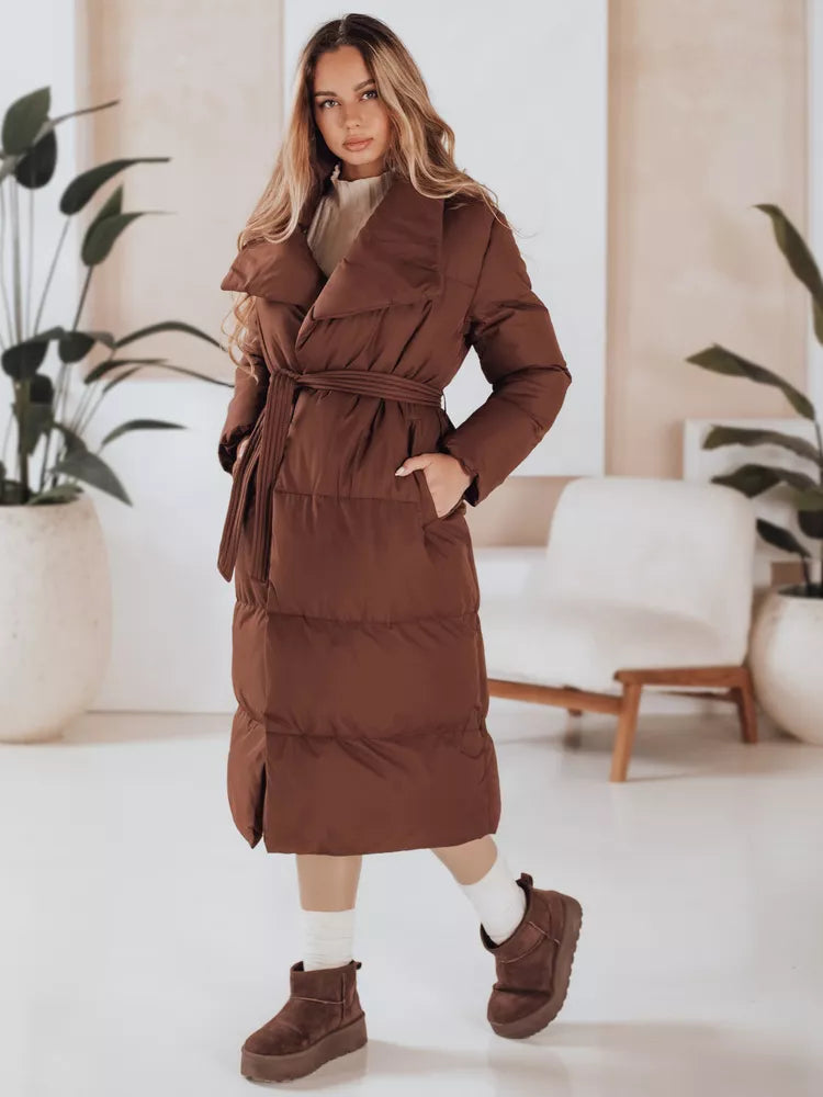 Women's dark brown quilted jacket Favi