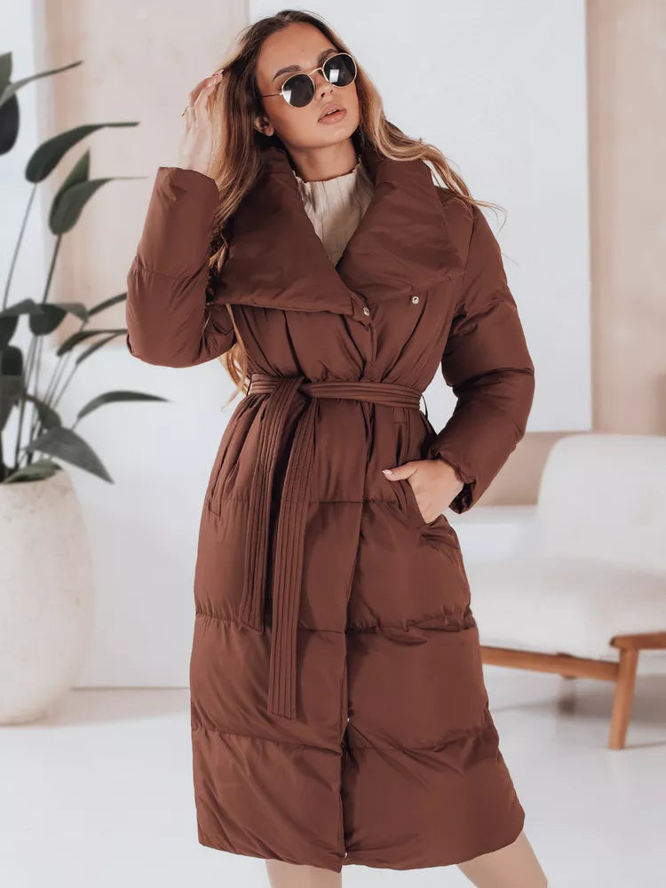 Women's dark brown quilted jacket Favi