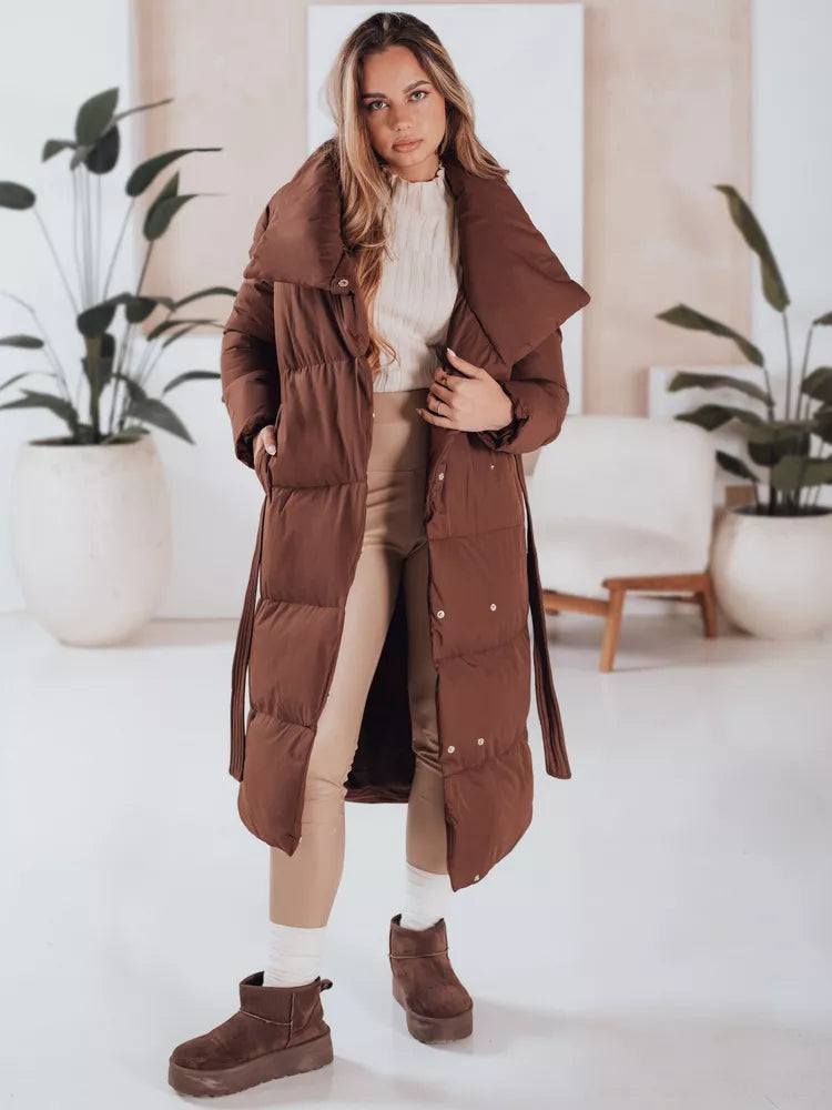 Women's dark brown quilted jacket Favi