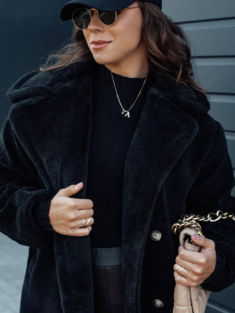 Women's winter black coat Luxer