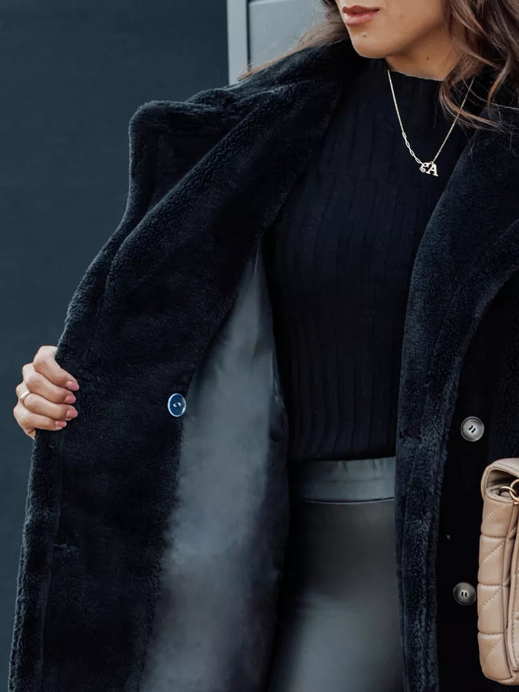 Women's winter black coat Luxer