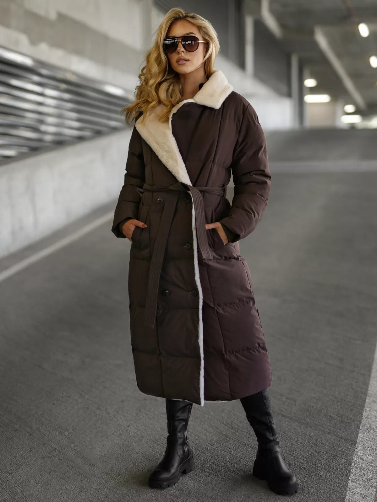 Women's quilted brown jacket Charlot