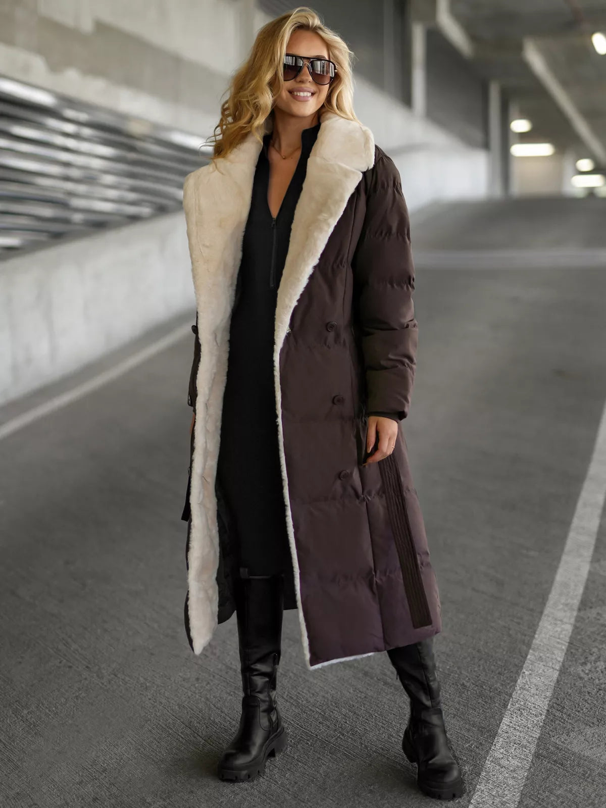 Women's quilted brown jacket Charlot