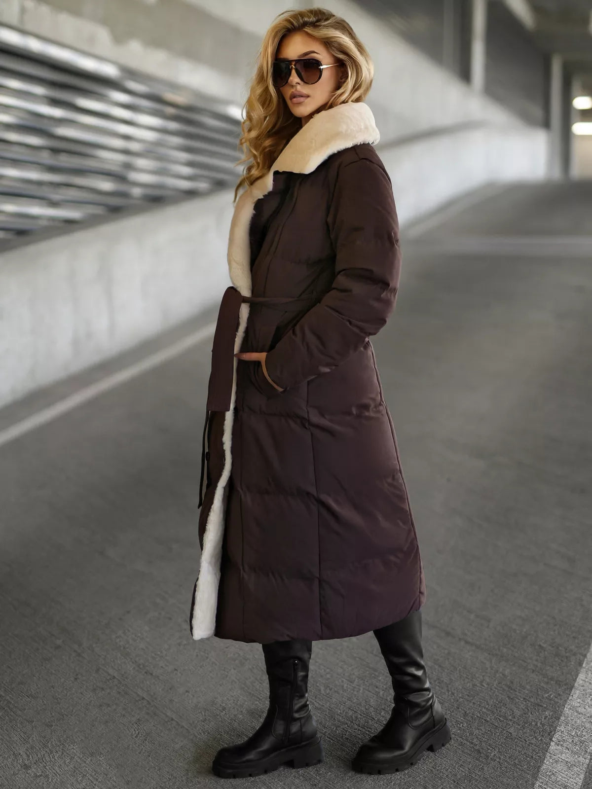 Women's quilted brown jacket Charlot