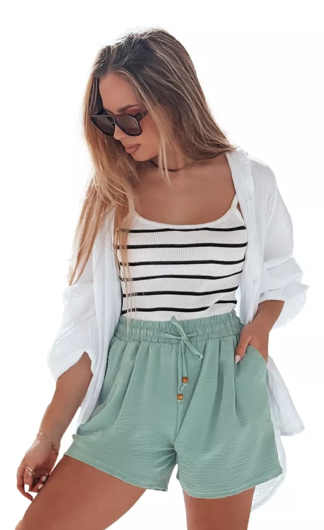 Women's green shorts Summer