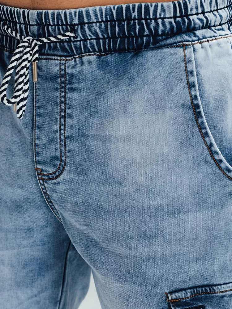 Vyriški mėlyni džinsiniai šortai Efect