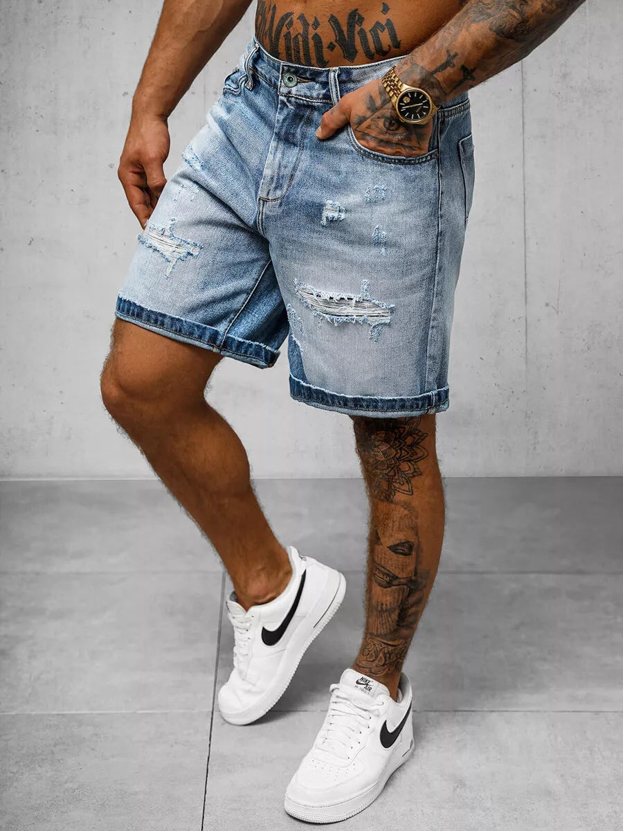 Men's light blue denim shorts Akel