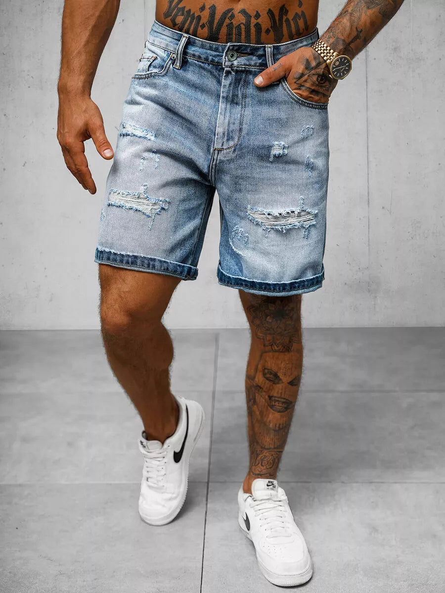 Men's light blue denim shorts Akel