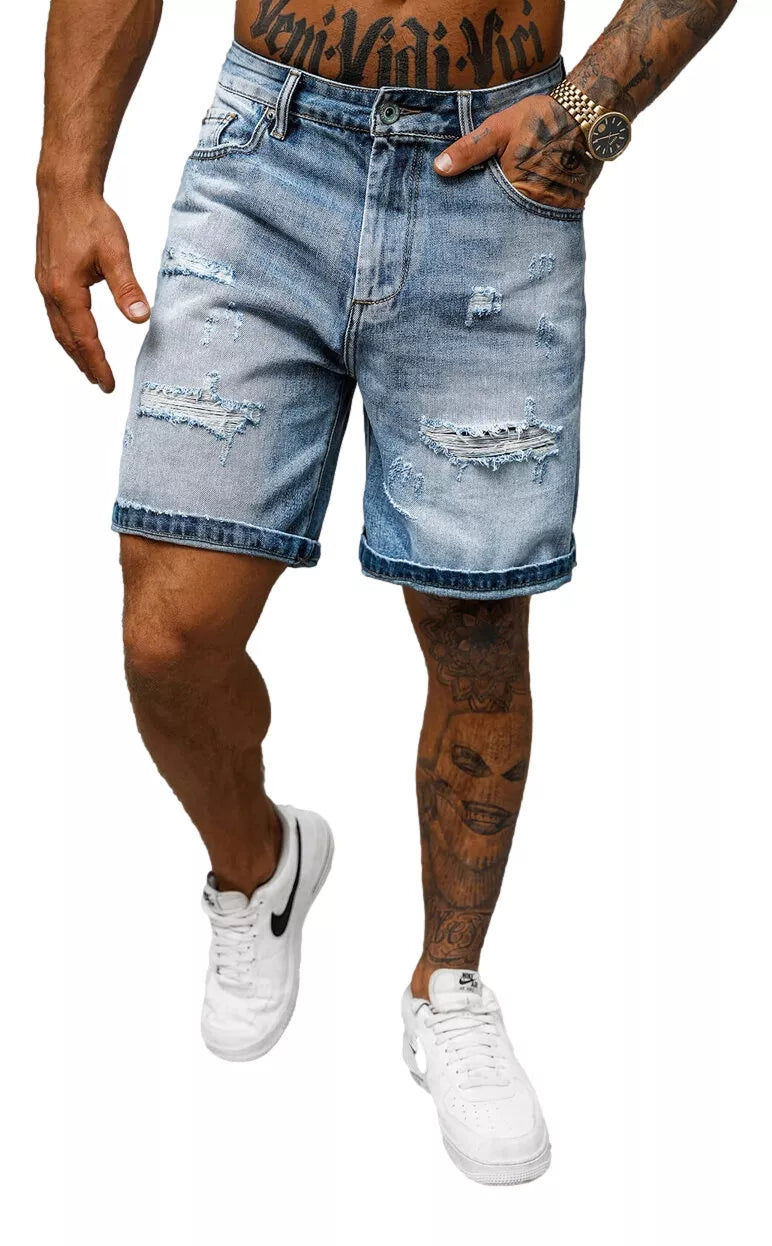 Men's light blue denim shorts Akel