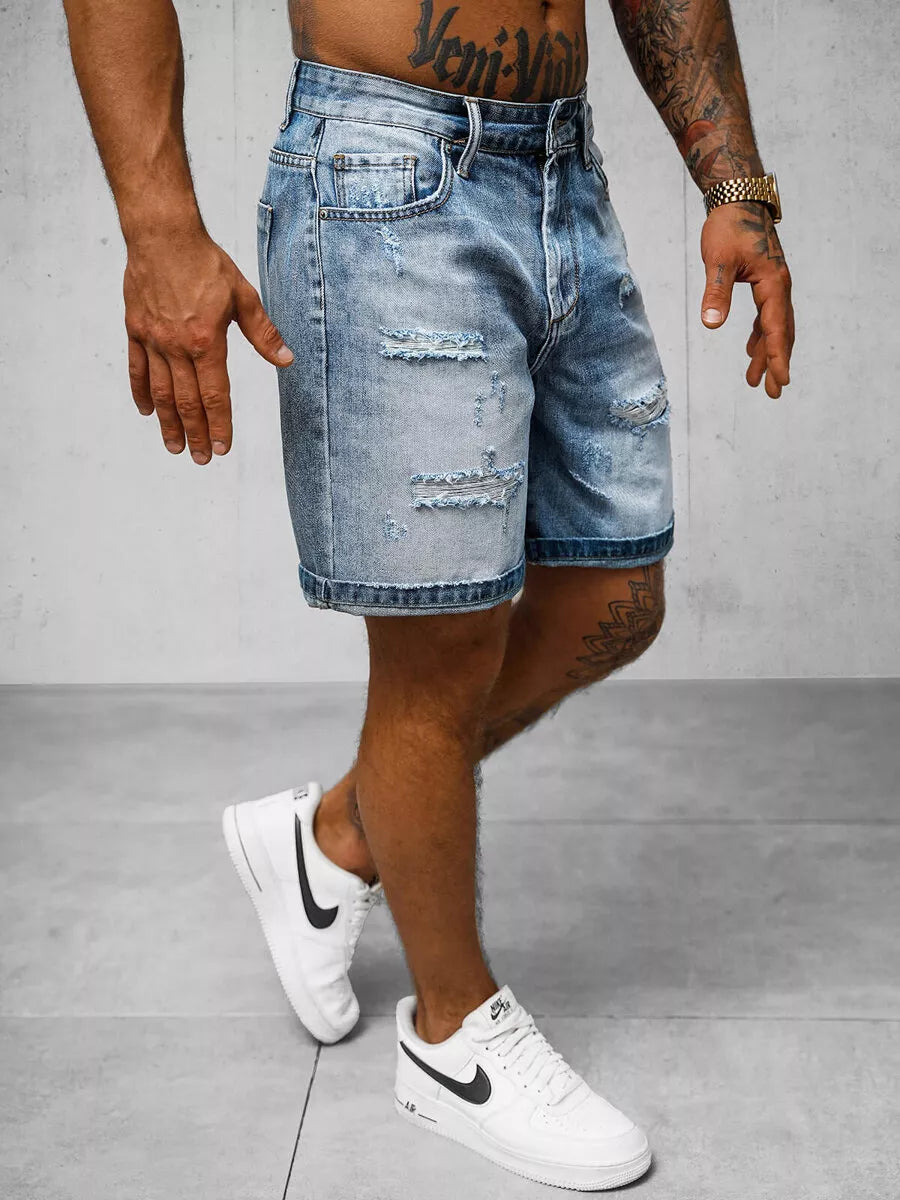 Men's light blue denim shorts Akel